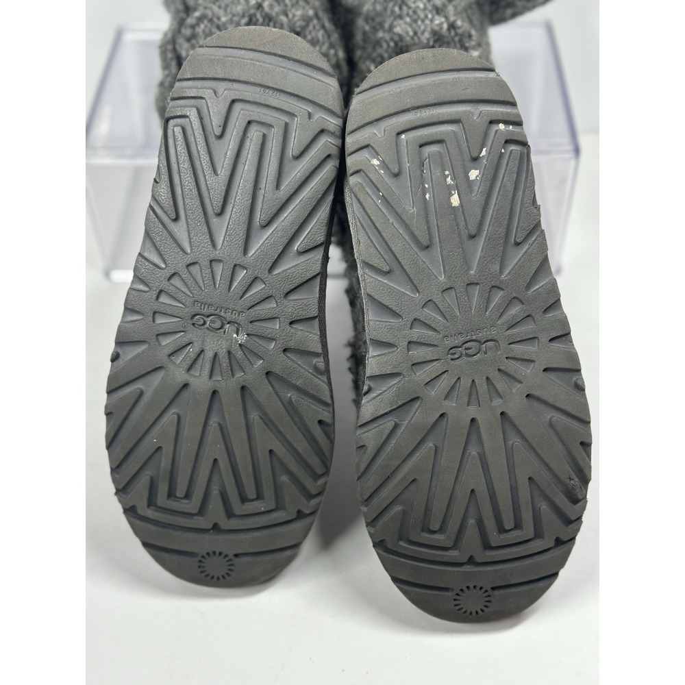 UGG 3066 Lattice Cardy Gray Sweater Knit 3 Button Winter Sock Boots Womens 7 - Picture 6 of 9